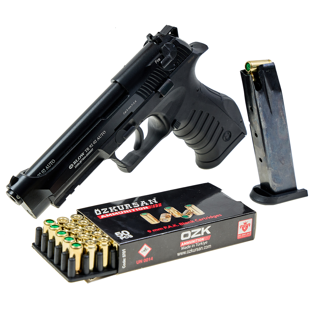 Стартовый пистолет Blow TR 92 02 черный копия Beretta 92 с автоматическим режимом огня